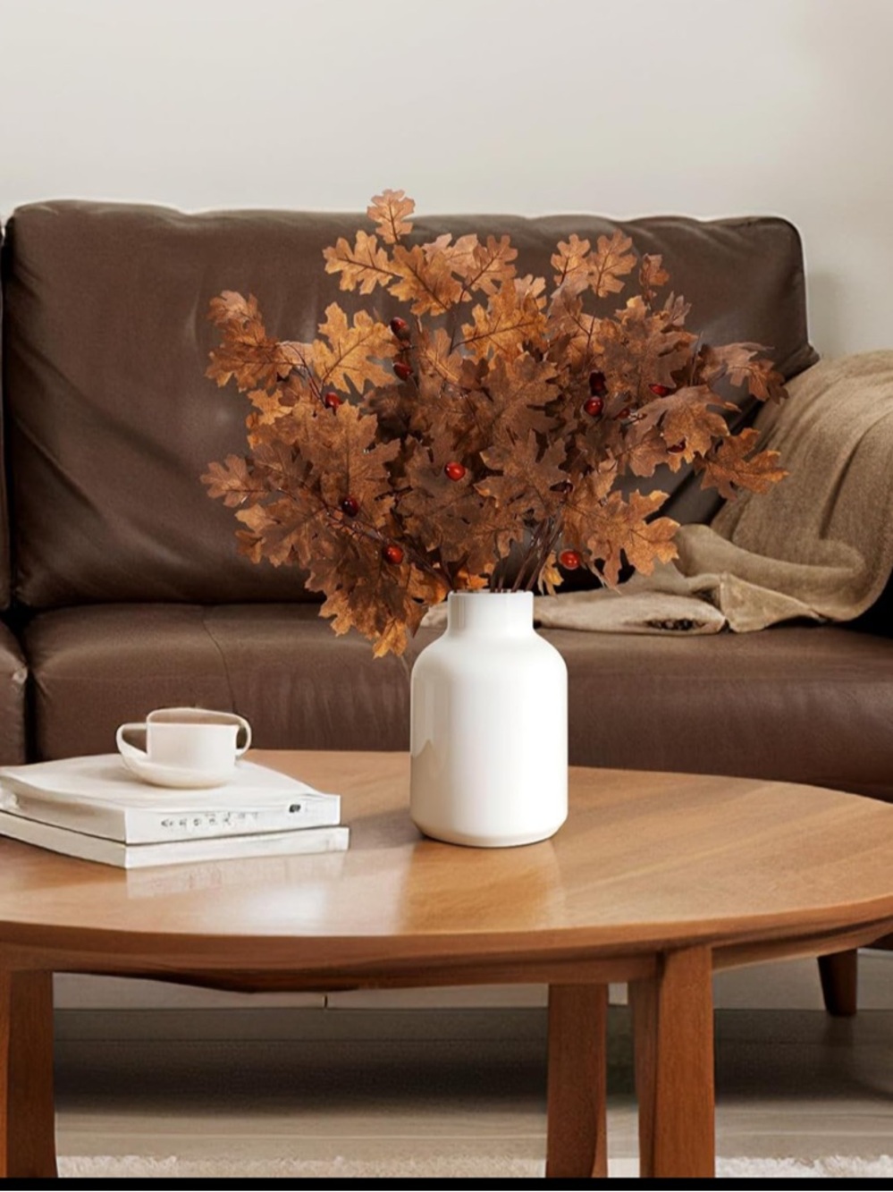 Artificial Autumn Oak Spray /long stem greenery foliage. 6 pieces